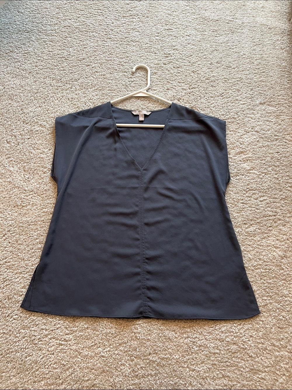Banana Republic Factory Black V-Neck Cap Sleeve Blouse